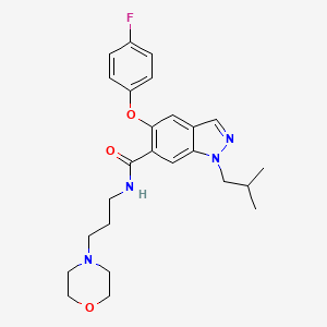 molecular formula C25H31FN4O3 B8532826 1h-Indazole-6-carboxamide,5-(4-fluorophenoxy)-1-(2-methylpropyl)-n-[3-(4-morpholinyl)propyl]- 