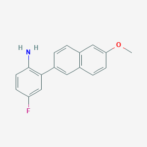 molecular formula C17H14FNO B8532853 4-Fluoro-2-(6-methoxynaphthalen-2-yl)phenylamine 