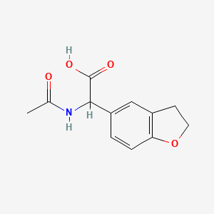 molecular formula C12H13NO4 B8532896 alpha-Acetamido(2,3-dihydro-5-benzofuranyl)acetic acid 