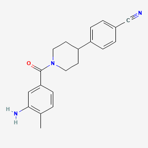 molecular formula C20H21N3O B8533068 4-(1-(3-Amino-4-methylbenzoyl)piperidin-4-yl)benzonitrile 