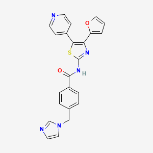 molecular formula C23H17N5O2S B8533089 Benzamide,n-[4-(2-furanyl)-5-(4-pyridinyl)-2-thiazolyl]-4-(1h-imidazol-1-ylmethyl)- 