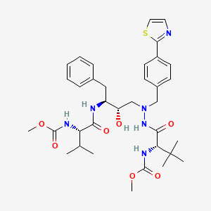 molecular formula C35H48N6O7S B8533343 2,5,6,10,13-Pentaazatetradecanedioic acid, 3-(1,1-dimethylethyl)-8-hydroxy-12-(1-methylethyl)-4,11-dioxo-9-(phenylmethyl)-6-((4-(2-thiazolyl)phenyl)methyl)-, dimethyl ester, (3S,8S,9S,12S)- CAS No. 198904-02-8