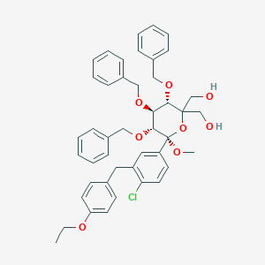 ((3S,4S,5R,6S)-3,4,5-tris(benzyloxy)-6-(4-chloro-3-(4-ethoxybenzyl)phenyl)-6-methoxytetrahydro-2H-pyran-2,2-diyl)dimethanol