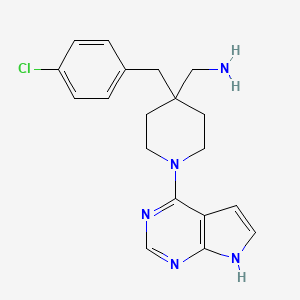 B8533620 1-[4-(4-Chlorobenzyl)-1-(7h-Pyrrolo[2,3-D]pyrimidin-4-Yl)piperidin-4-Yl]methanamine CAS No. 885499-63-8