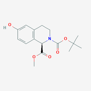 molecular formula C16H21NO5 B8533664 (R)-2-tert-butyl 1-methyl 6-hydroxy-3,4-dihydroisoquinoline-1,2(1H)-dicarboxylate 