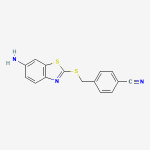 molecular formula C15H11N3S2 B8534037 2-[(4-Cyanophenyl)methylthio]-6-amino-benzothiazole 