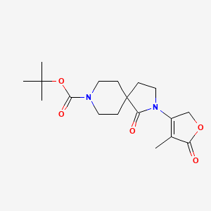 molecular formula C18H26N2O5 B8534277 Tert-butyl 2-(4-methyl-5-oxo-2,5-dihydrofuran-3-yl)-1-oxo-2,8-diazaspiro[4.5]decane-8-carboxylate 