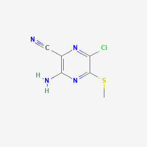 molecular formula C6H5ClN4S B8534285 2-Amino-5-chloro-3-cyano-6-(methylthio)pyrazine 