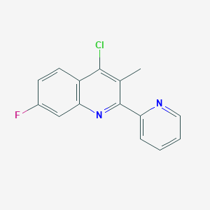 molecular formula C15H10ClFN2 B8534491 4-Chloro-7-fluoro-3-methyl-2-(pyridin-2-yl)quinoline 