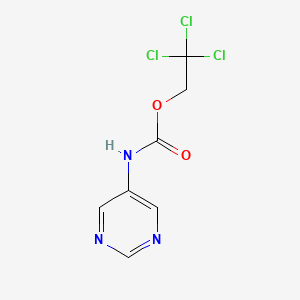 molecular formula C7H6Cl3N3O2 B8534573 Carbamic acid,5-pyrimidinyl-,2,2,2-trichloroethyl ester 