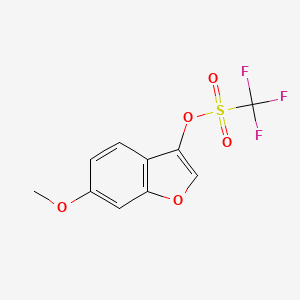 molecular formula C10H7F3O5S B8534721 Trifluoro-methanesulfonic acid 6-methoxy-benzofuran-3-yl ester 