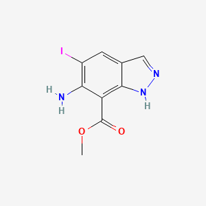 molecular formula C9H8IN3O2 B8534854 6-amino-5-iodo-1H-indazole-7-carboxylic acid methyl ester 
