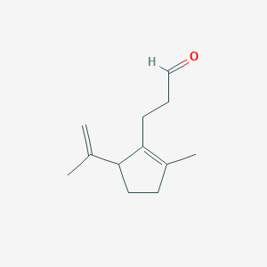 molecular formula C12H18O B8534921 2-(2-Formylethyl)-3-isopropenyl-1-methyl-cyclopent-1-ene 