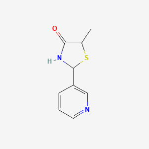 molecular formula C9H10N2OS B8534941 5-Methyl-2-(3-pyridyl)thiazolidin-4-one 