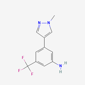 molecular formula C11H10F3N3 B8534985 3-(1-methyl-1H-pyrazol-4-yl)-5-(trifluoromethyl)aniline 