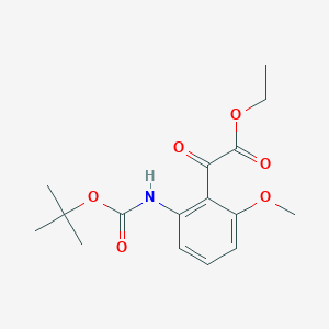 molecular formula C16H21NO6 B8535048 Ethyl 2-(2-(tert-butoxycarbonylamino)-6-methoxyphenyl)-2-oxoacetate 