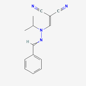 molecular formula C14H14N4 B8535056 2-((2-Benzylidene-1-isopropylhydrazinyl)-methylene)malononitrile 