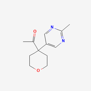 molecular formula C12H16N2O2 B8535074 1-(4-(2-methylpyrimidin-5-yl)tetrahydro-2H-pyran-4-yl)ethanone 