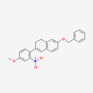 molecular formula C24H21NO4 B8535191 Naphthalene, 1,2-dihydro-3-(4-methoxy-2-nitrophenyl)-7-(phenylmethoxy)- 