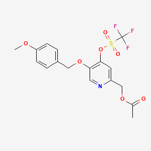 molecular formula C17H16F3NO7S B8535269 2-(Acetoxymethyl)-4-(trifluoromethylsulfonyloxy)-5-(4-methoxybenzyloxy)pyridine 