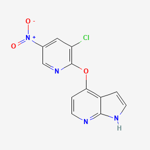 molecular formula C12H7ClN4O3 B8535291 4-(3-Chloro-5-nitropyridin-2-yloxy)-1H-pyrrolo[2,3-b]pyridine 