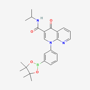 molecular formula C24H28BN3O4 B8535325 n-Isopropyl-1-[3-(4,4,5,5,-tetramethyl-1,3,2-dioxaborolan-2-yl)phenyl]-1,4-dihydro[1,8]naphthyridin-4-one-3-carboxamide 