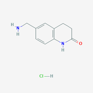 molecular formula C10H13ClN2O B8535547 6-(aminomethyl)-3,4-dihydroquinolin-2(1H)-one hydrochloride 