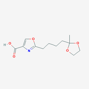 molecular formula C12H17NO5 B8535586 2-[4-(2-Methyl-[1,3]dioxolan-2-yl)-butyl]-oxazole-4-carboxylic acid 