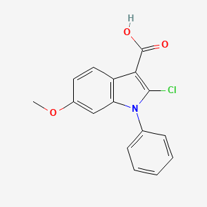 molecular formula C16H12ClNO3 B8535609 1h-Indole-3-carboxylic acid,2-chloro-6-methoxy-1-phenyl- 