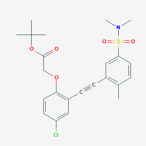 molecular formula C23H26ClNO5S B8535614 Tert-butyl[4-chloro-2-({5-[(dimethylamino)sulfonyl]-2-methylphenyl]ethynyl)phenoxy}acetate 