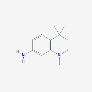 molecular formula C12H18N2 B8535650 1,4,4-Trimethyl-1,2,3,4-tetrahydroquinolin-7-amine 