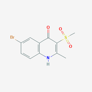 molecular formula C11H10BrNO3S B8535778 6-Bromo-3-methanesulfonyl-2-methyl-quinolin-4-ol 