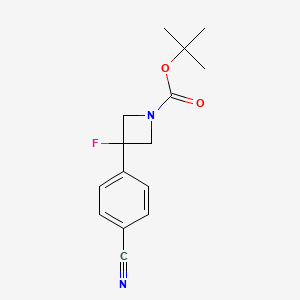 molecular formula C15H17FN2O2 B8535844 tert-Butyl 3-(4-cyanophenyl)-3-fluoroazetidine-1-carboxylate 