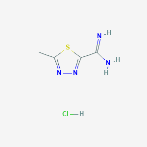 molecular formula C4H7ClN4S B8536515 5-Methyl-1,3,4-thiadiazole-2-carboximidamide hydrochloride 