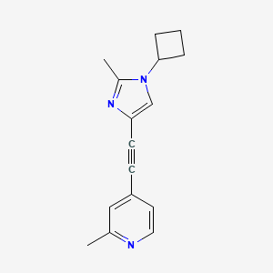 molecular formula C16H17N3 B8536558 4-[(1-Cyclobutyl-2-methyl-1H-imidazol-4-yl)ethynyl]-2-methylpyridine CAS No. 824431-89-2