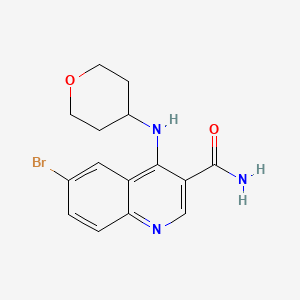 molecular formula C15H16BrN3O2 B8536610 6-Bromo-4-(oxan-4-ylamino)quinoline-3-carboxamide 