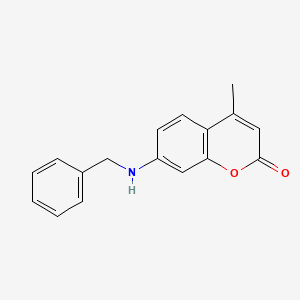 molecular formula C17H15NO2 B8536657 7-(Benzylamino)-4-methyl-2H-1-benzopyran-2-one CAS No. 29639-32-5