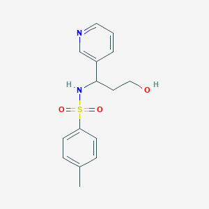 molecular formula C15H18N2O3S B8536902 N-[3-Hydroxy-1-(pyridin-3-yl)propyl]-4-methylbenzene-1-sulfonamide CAS No. 62247-24-9