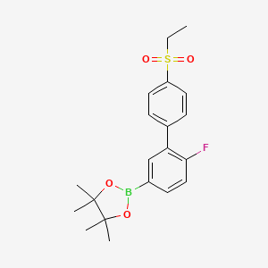 molecular formula C20H24BFO4S B8536909 2-(4'-Ethylsulfonyl-6-fluorobiphenyl-3-yl)-4,4,5,5-tetramethyl[1,3,2]dioxaborolane 
