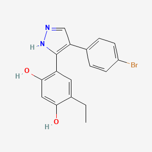 molecular formula C17H15BrN2O2 B8537056 4-[4-(4-bromo-phenyl)-1H-pyrazol-3-yl]-6-ethyl-benzene-1,3-diol 