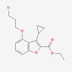 molecular formula C17H19BrO4 B8537060 4-(3-Bromo-propoxy)-3-cyclopropyl-benzofuran-2-carboxylic acid ethyl ester 