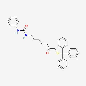 molecular formula C33H34N2O2S B8537090 N-{6-Oxo-7-[(triphenylmethyl)sulfanyl]heptyl}-N'-phenylurea CAS No. 827036-83-9