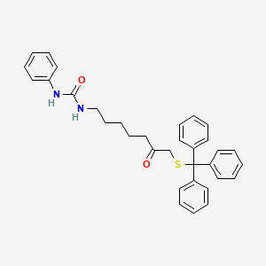 B8537090 N-{6-Oxo-7-[(triphenylmethyl)sulfanyl]heptyl}-N'-phenylurea CAS No. 827036-83-9