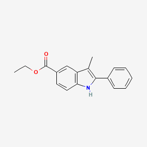 molecular formula C18H17NO2 B8537145 1h-Indole-5-carboxylic acid,3-methyl-2-phenyl-,ethyl ester 