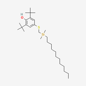 molecular formula C29H54OSSi B8537326 2,6-Di-tert-butyl-4-({[dodecyl(dimethyl)silyl]methyl}sulfanyl)phenol CAS No. 139645-78-6