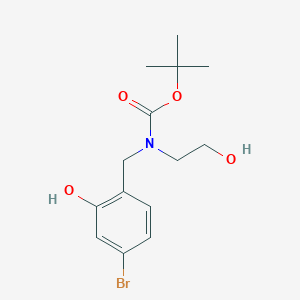 molecular formula C14H20BrNO4 B8537350 tert-Butyl N-[(4-bromo-2-hydroxyphenyl)methyl]-N-(2-hydroxyethyl)carbamate 