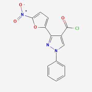 molecular formula C14H8ClN3O4 B8537376 3-(5-Nitrofuran-2-yl)-1-phenyl-1H-pyrazole-4-carbonyl chloride CAS No. 61620-97-1