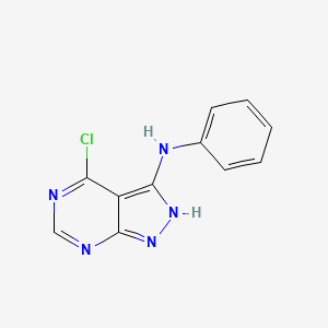 molecular formula C11H8ClN5 B8537599 4-chloro-N-phenyl-2H-pyrazolo[3,4-d]pyrimidin-3-amine 