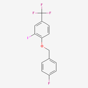 molecular formula C14H9F4IO B8537697 1-[(4-Fluorophenyl)methoxy]-2-iodo-4-(trifluoromethyl)benzene CAS No. 612833-61-1