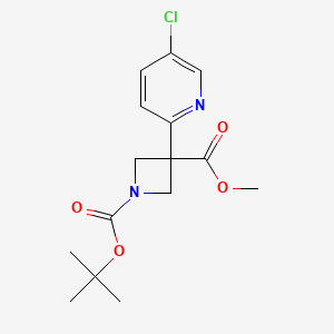 molecular formula C15H19ClN2O4 B8537722 1-Tert-butyl 3-methyl 3-(5-chloropyridin-2-yl)azetidine-1,3-dicarboxylate 